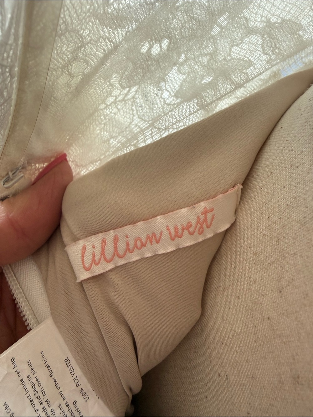 Lillian West Fit-and-Flare Lace Wedding Dress - Ivory - Picture 5 of 17